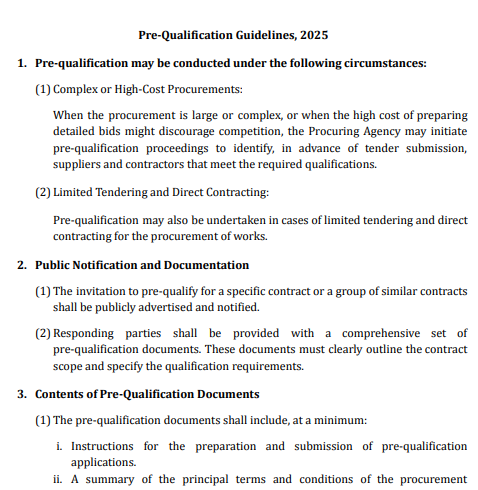 Pre-Qualification Guidelines